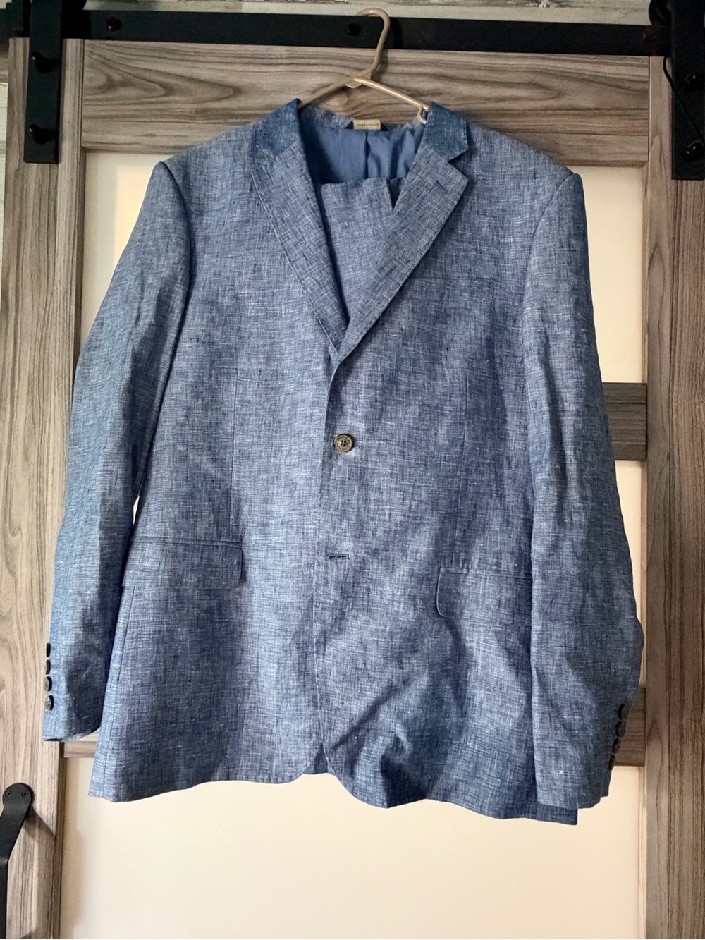 Tasso Elba Light Blue Textured Linen-Blend Sport Coat